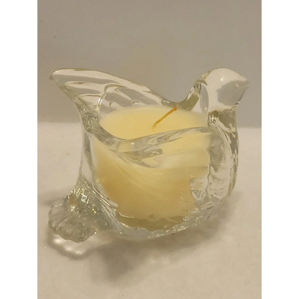 VTG Avon Candle Holder Dove In Flight Meadow Morn 1970s Collectible Glass w/ Box